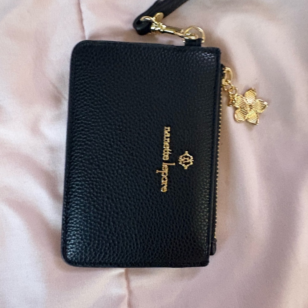 Nanette Lepore Black Card Holder with Gold Charm